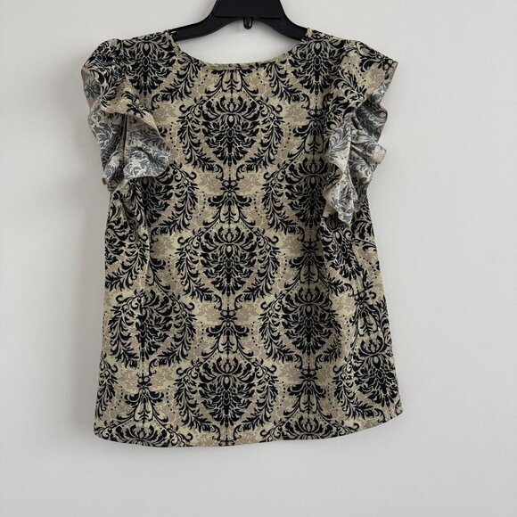 Shein Women Print Ruffle Short Sleeve V Neck Blouses Top Size L - Picture 2 of 7